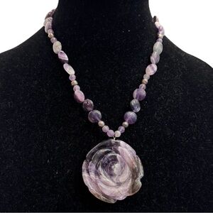 STUNNING Amethyst Gemstone Sterling Silver Purple Lavender Statement Necklace